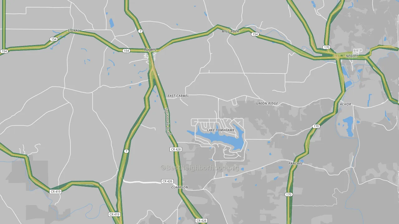 Rogers, OH Map of Noise Levels in Rogers