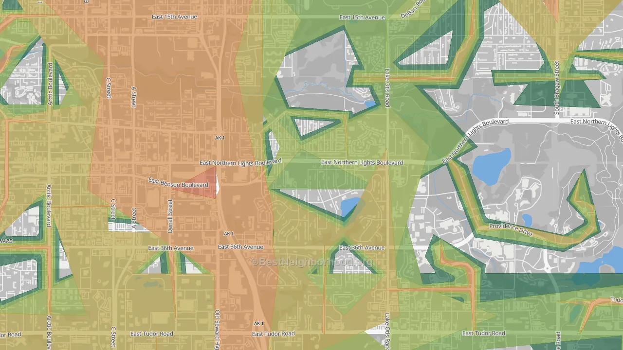 Rogers Park, Anchorage, AK Map of Noise Levels in Rogers Park
