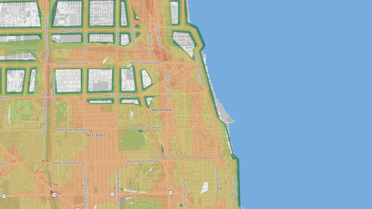 Rogers Park, Chicago, IL Map of Noise Levels in Rogers Park