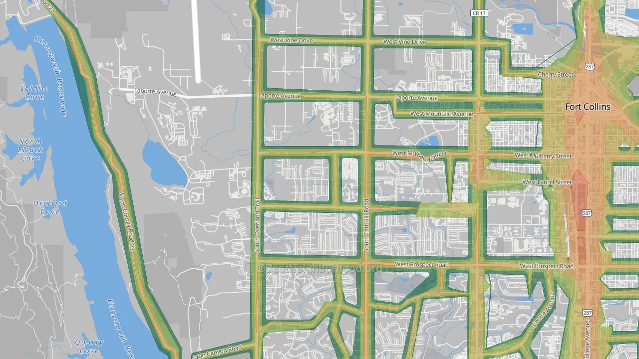 Rogers Park, Fort Collins, CO Map of Noise Levels in Rogers Park