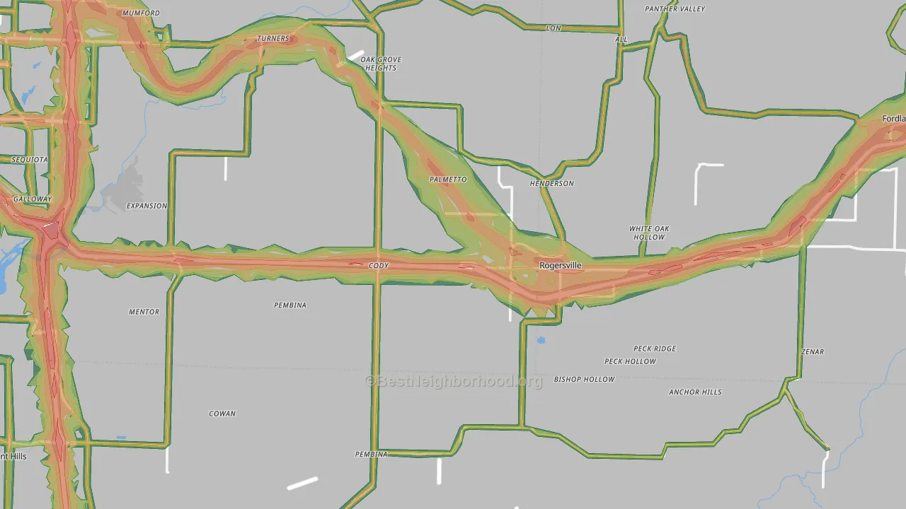 Rogersville, MO Map of Noise Levels in Rogersville