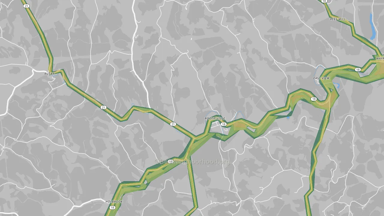 Rogersville, PA Map of Noise Levels in Rogersville