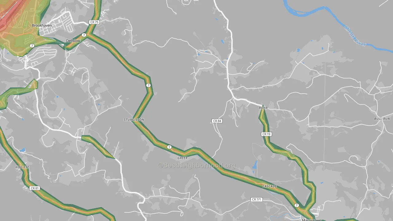 Rohr, WV Map of Noise Levels in Rohr