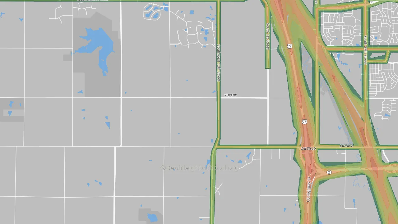 Rokeby, NE Map of Noise Levels in Rokeby
