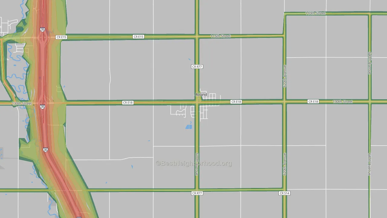 Roland, IA Map of Noise Levels in Roland