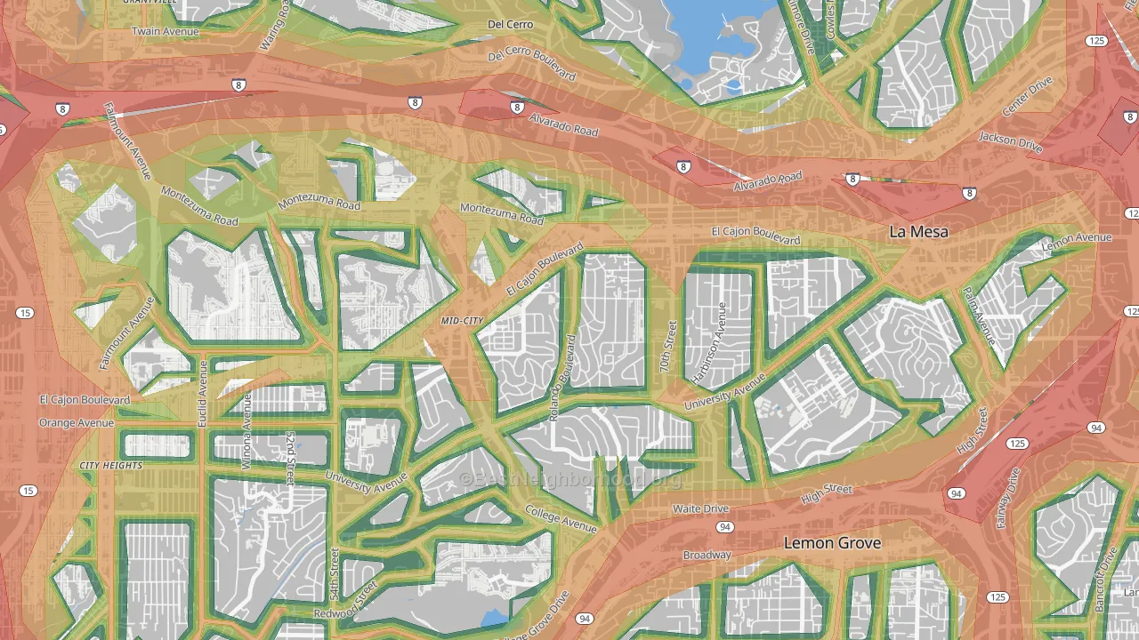 Rolando, San Diego, CA Map of Noise Levels in Rolando
