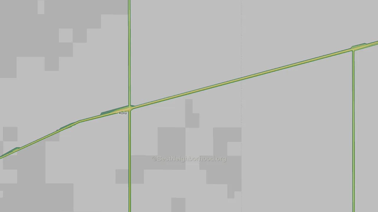 Rolla, KS Map of Noise Levels in Rolla