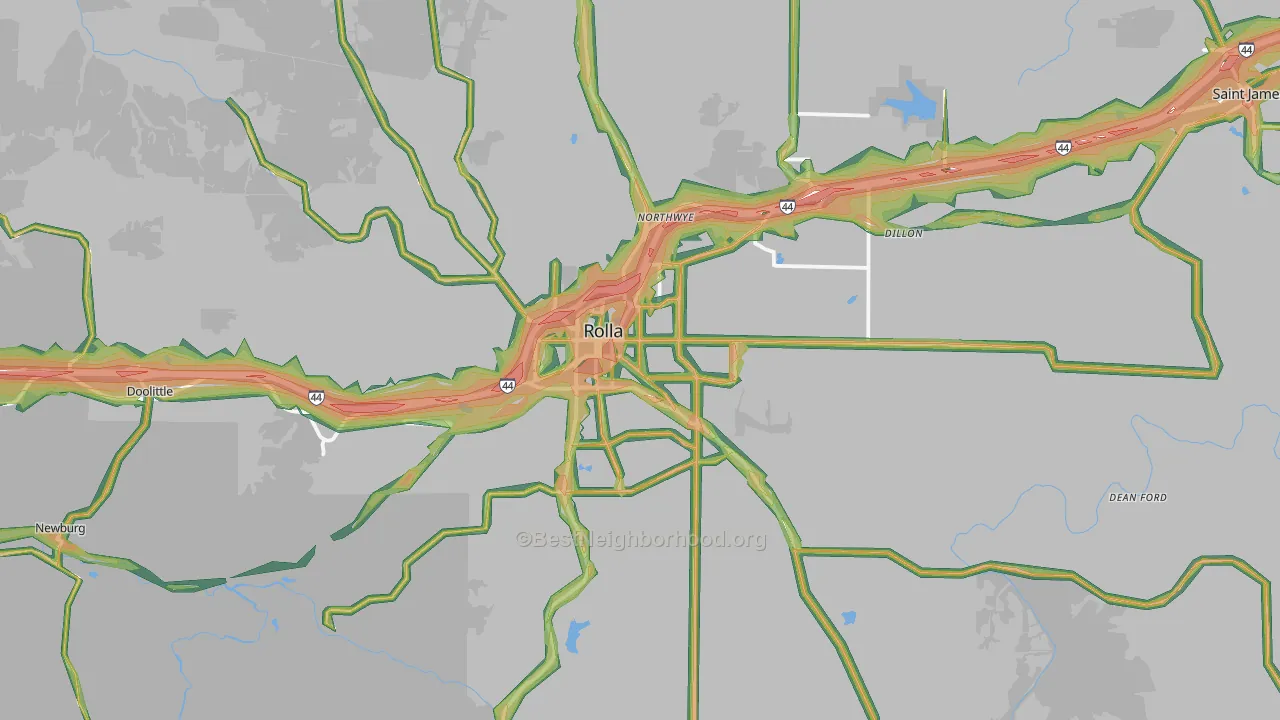 Rolla, MO Map of Noise Levels in Rolla