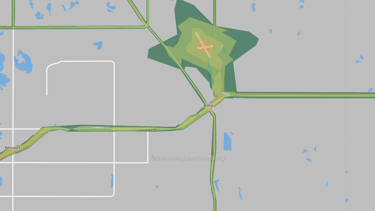 Rolla, ND Map of Noise Levels in Rolla