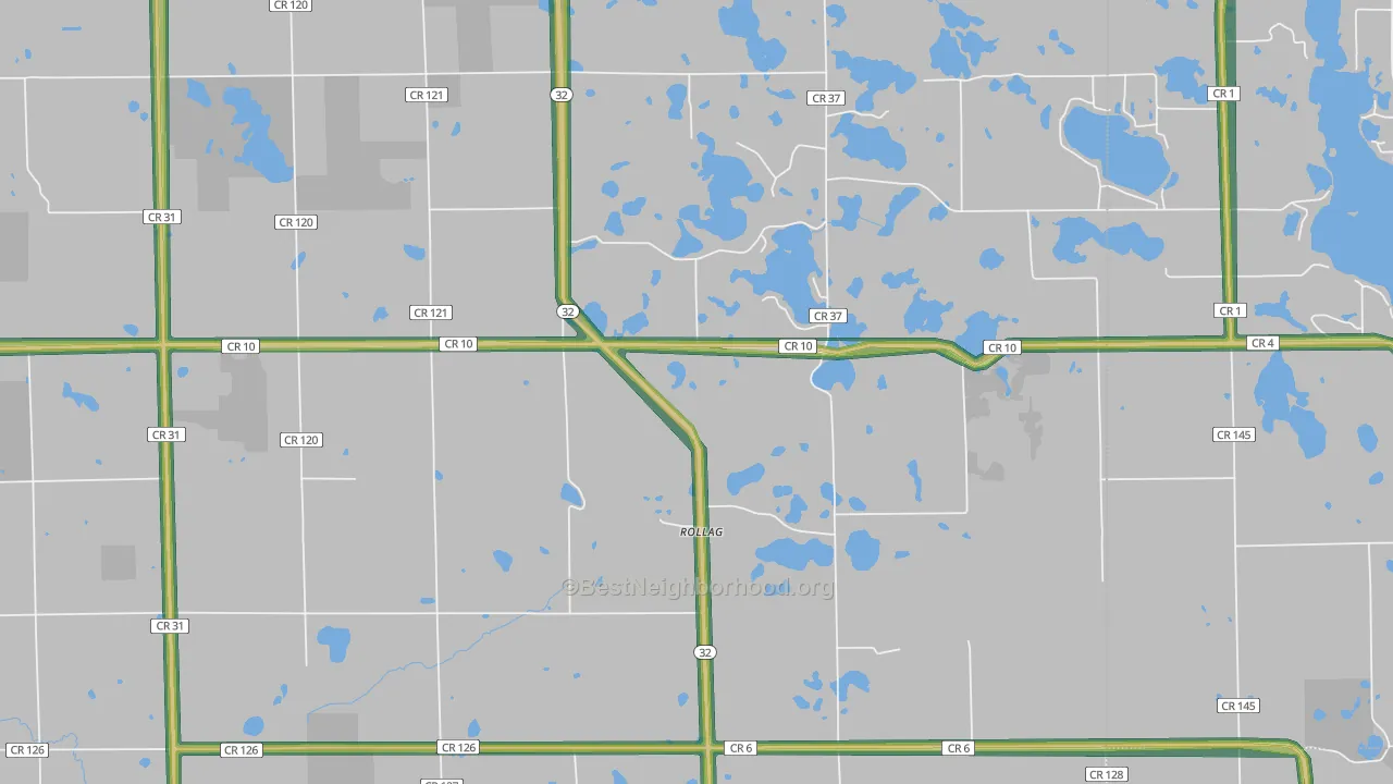 Rollag, MN Map of Noise Levels in Rollag