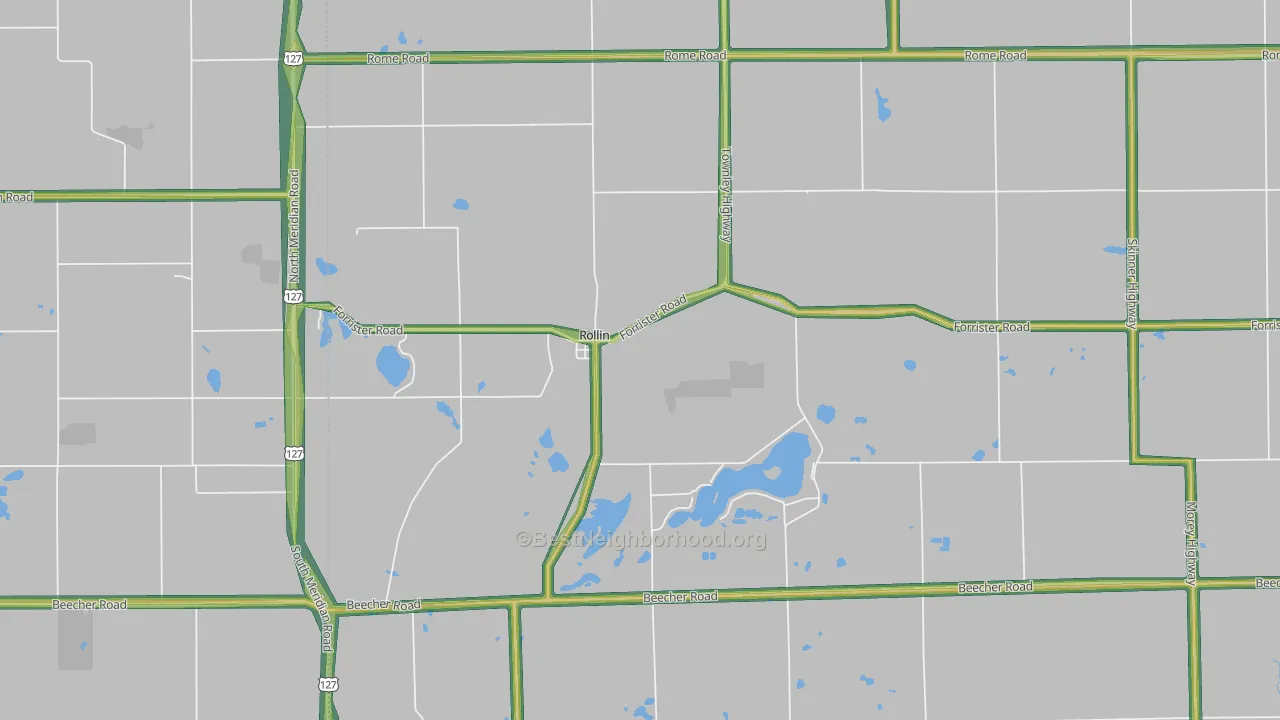 Rollin, MI Map of Noise Levels in Rollin