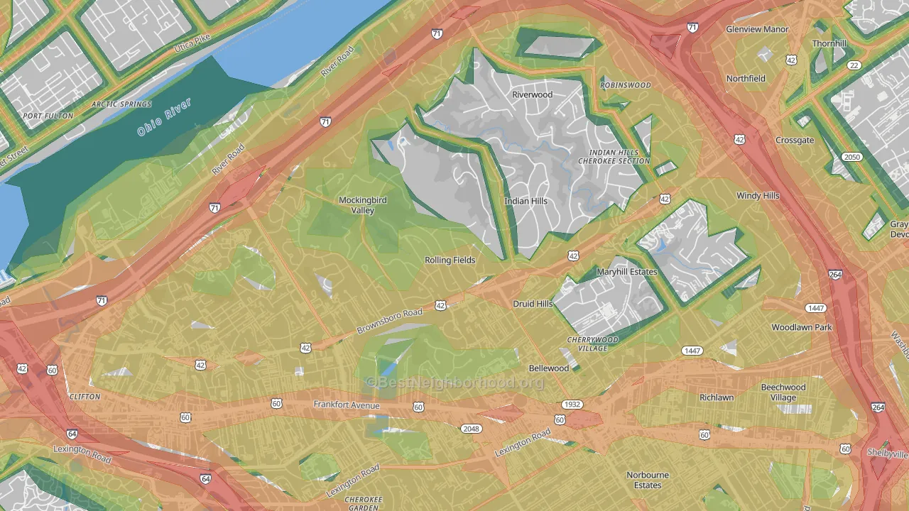 Rolling Fields, KY Map of Noise Levels in Rolling Fields