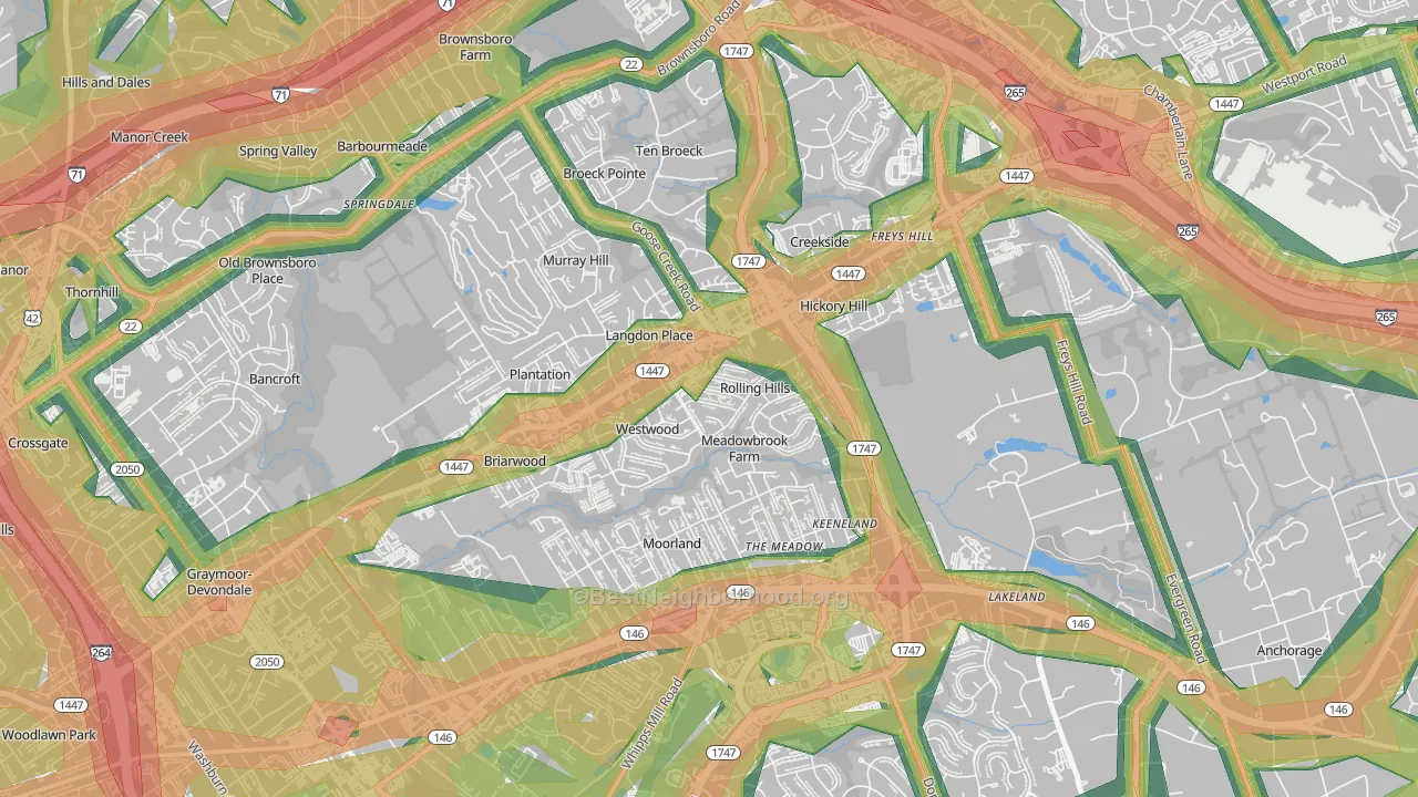 Rolling Hills, KY Map of Noise Levels in Rolling Hills