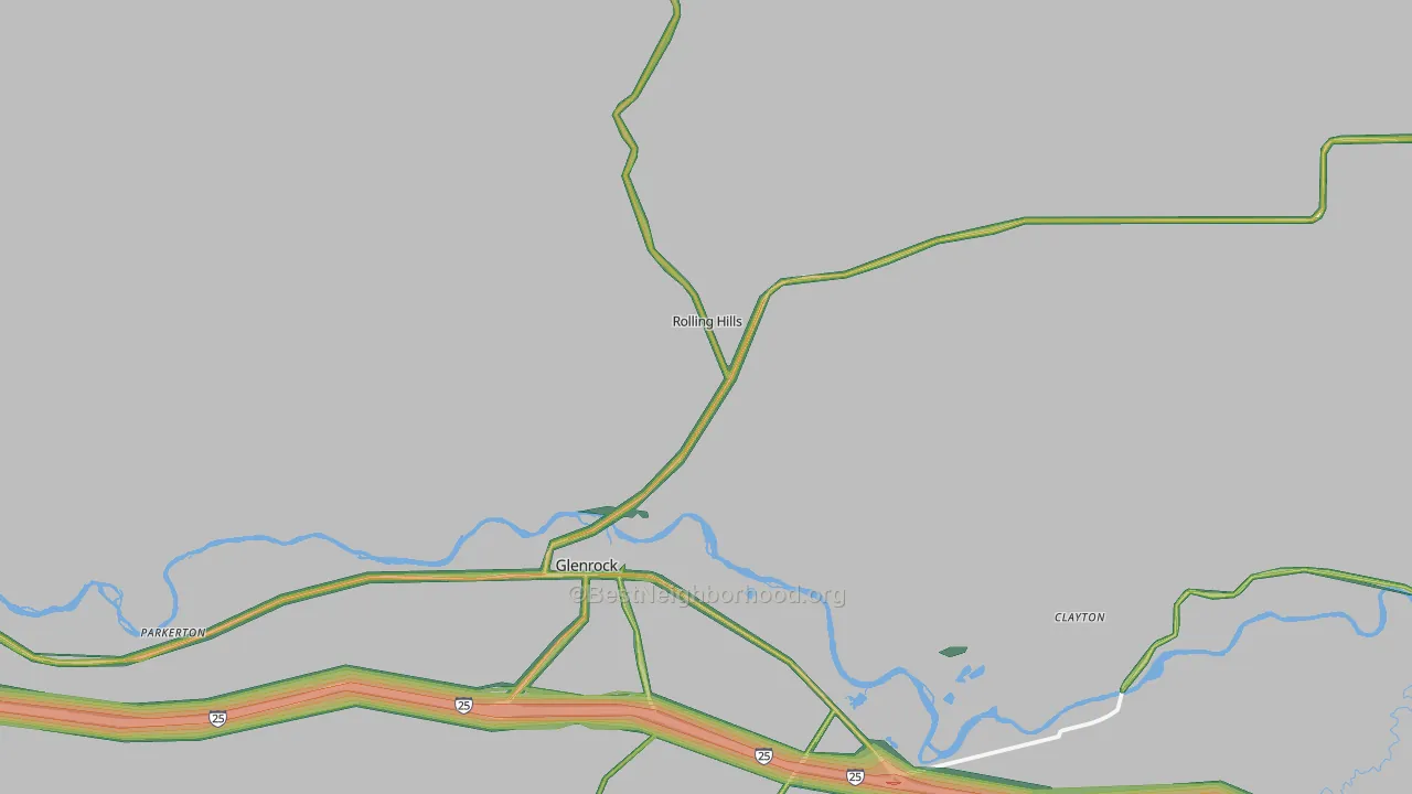 Rolling Hills, WY Map of Noise Levels in Rolling Hills
