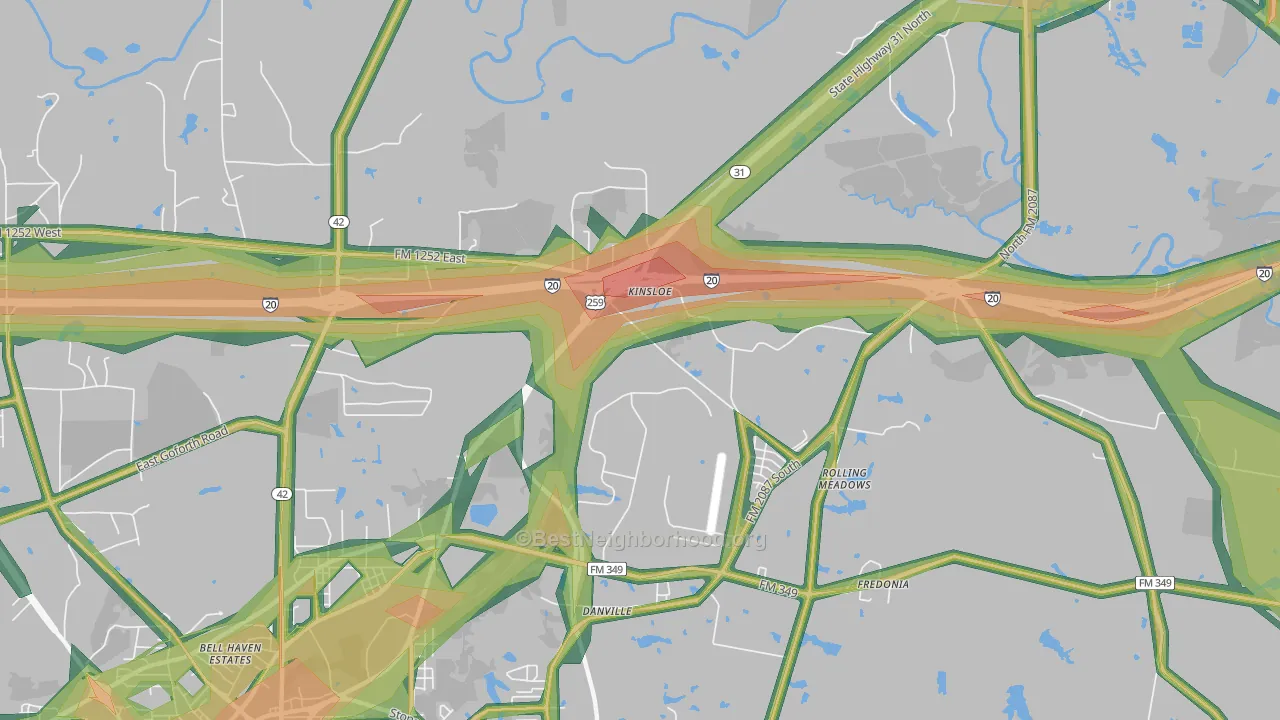Rolling Meadows, TX Map of Noise Levels in Rolling Meadows