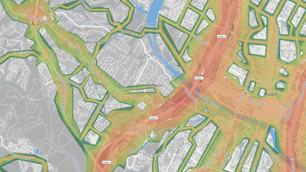 Rollingwood, TX Map of Noise Levels in Rollingwood