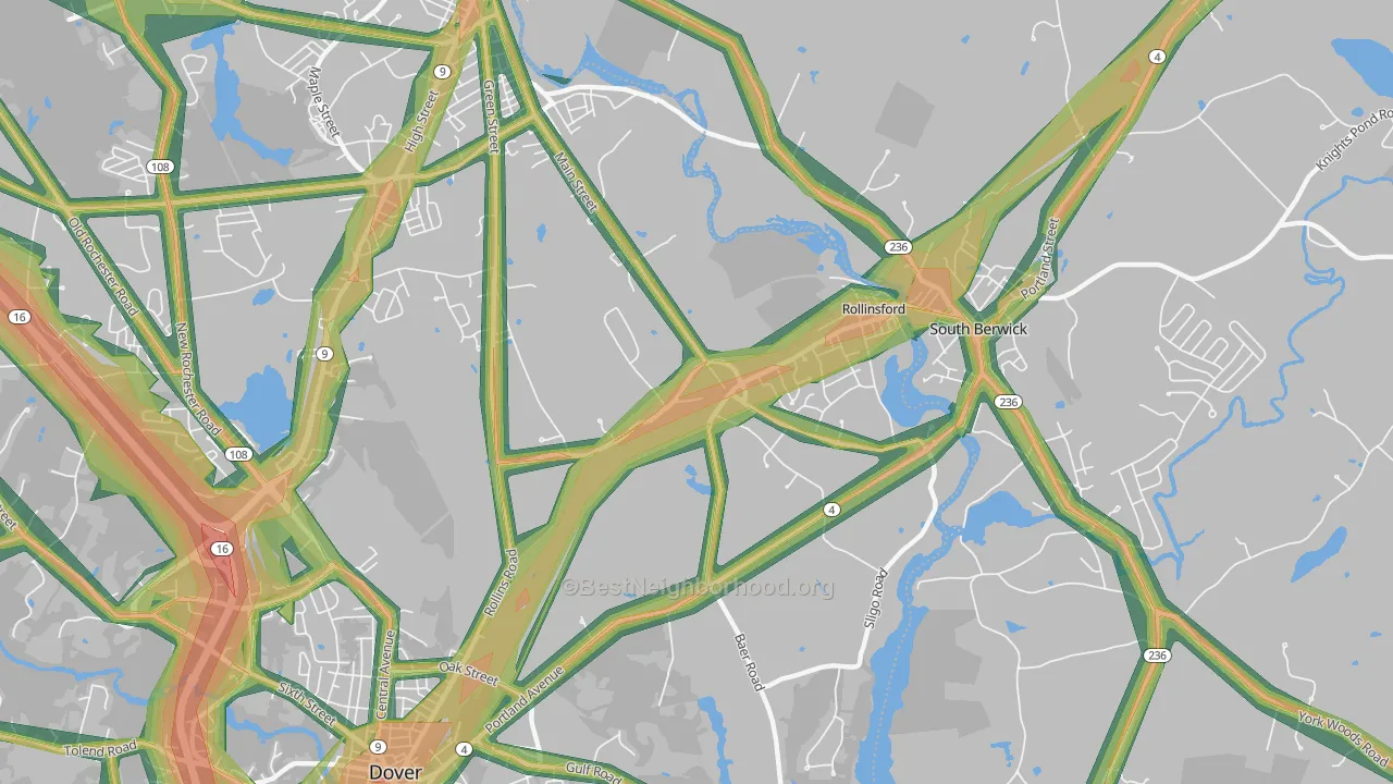 Rollinsford, NH Map of Noise Levels in Rollinsford