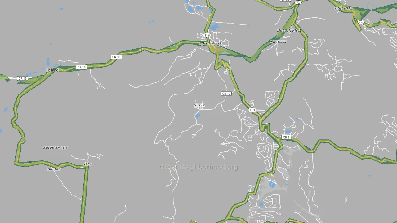 Rollinsville, CO Map of Noise Levels in Rollinsville