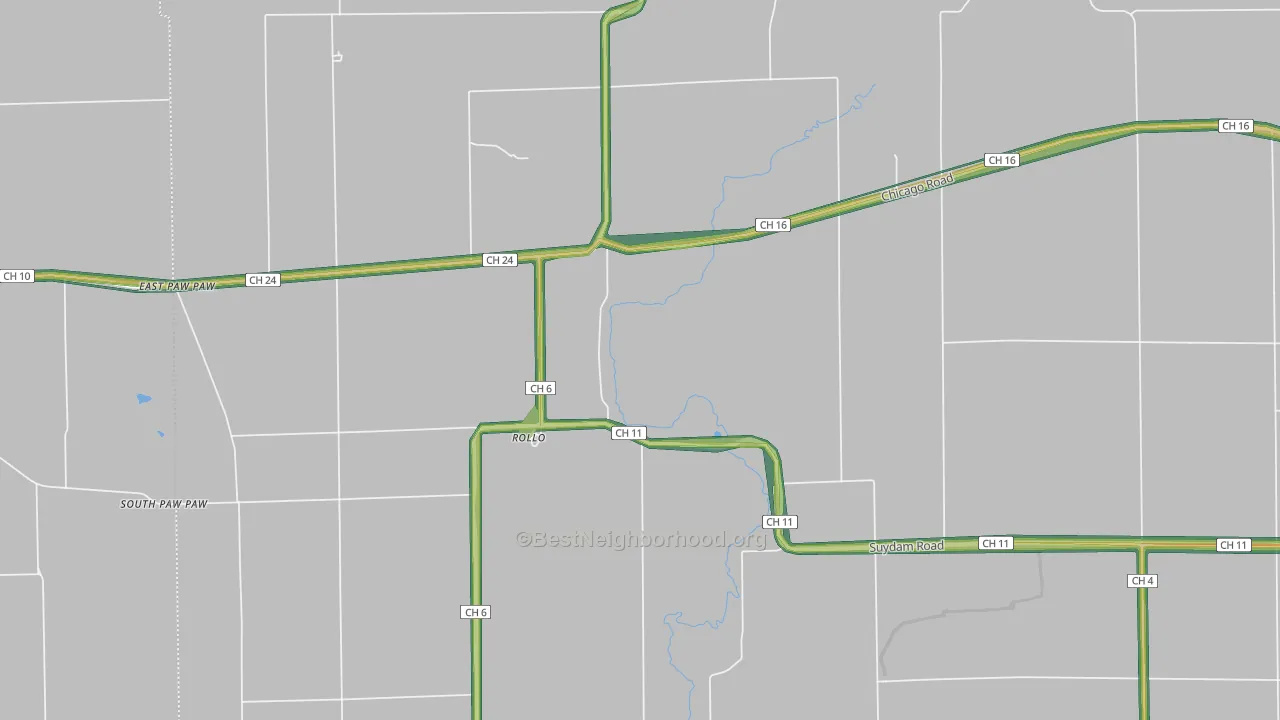 Rollo, IL Map of Noise Levels in Rollo