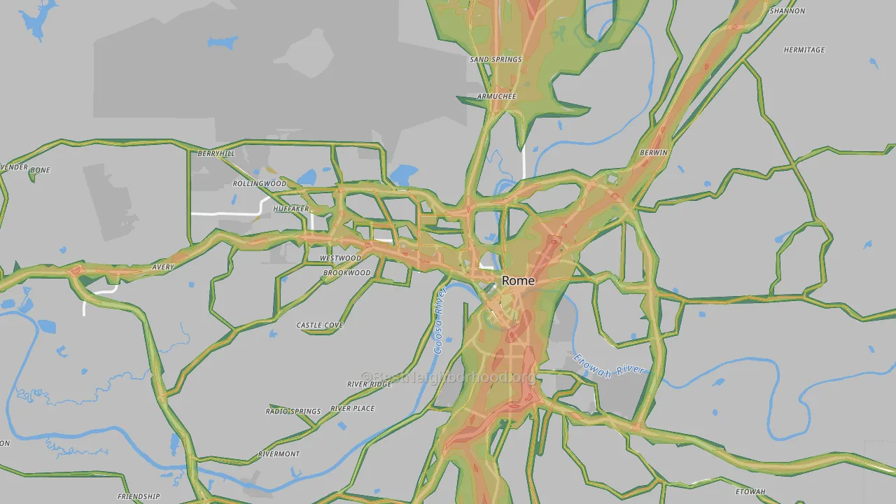Rome, GA Map of Noise Levels in Rome
