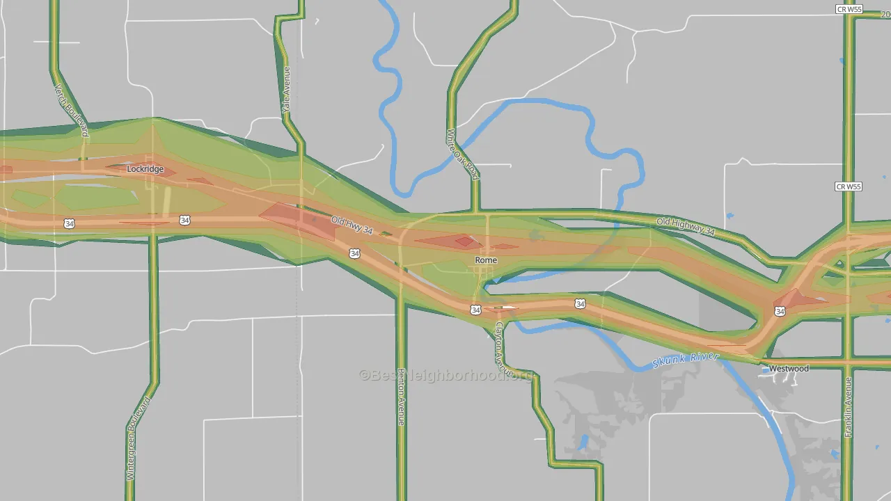 Rome, IA Map of Noise Levels in Rome