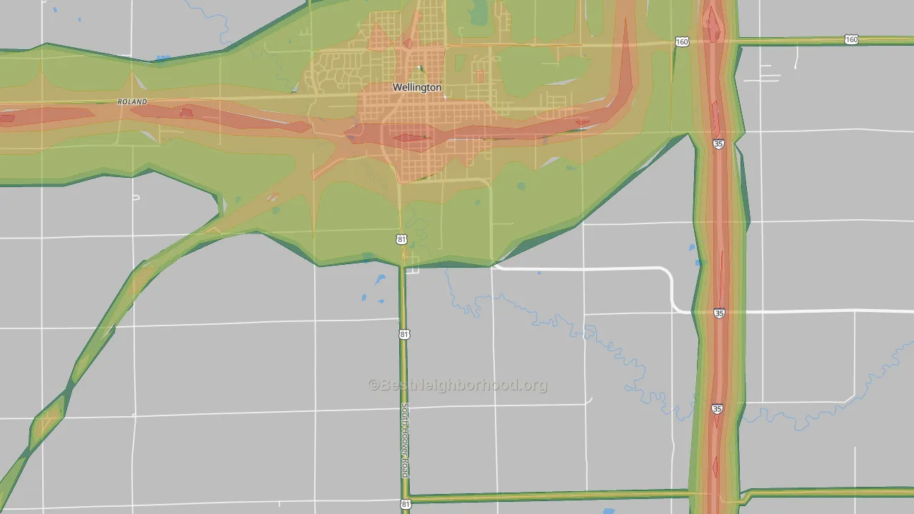 Rome, KS Map of Noise Levels in Rome
