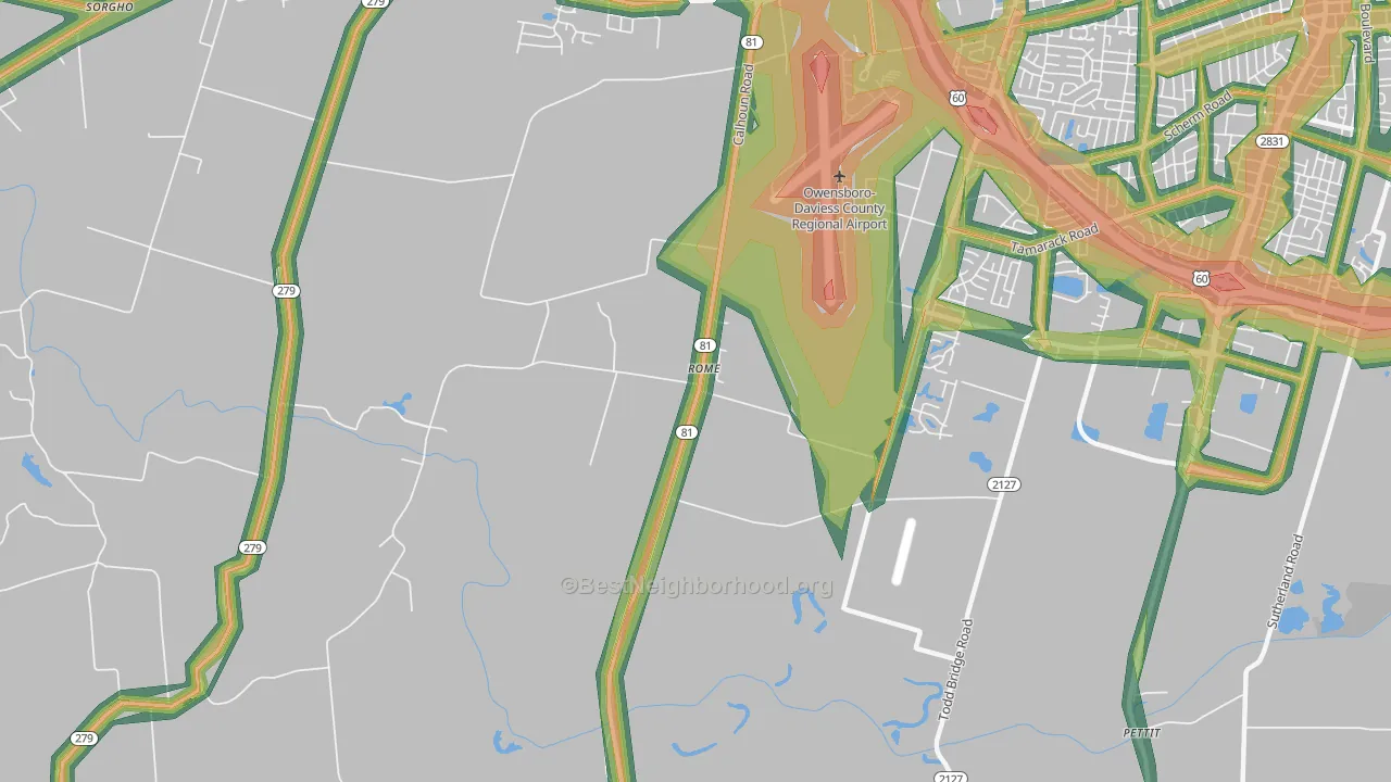 Rome, KY Map of Noise Levels in Rome