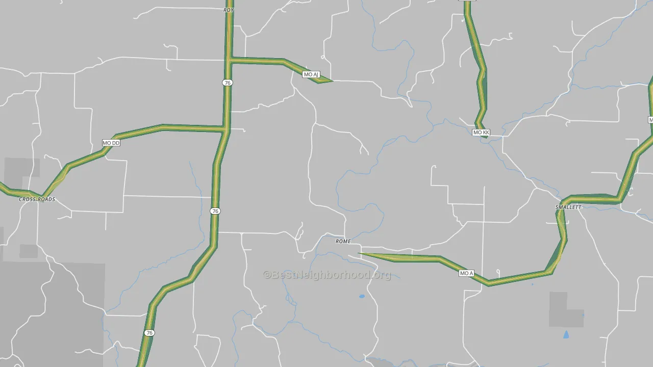 Rome, MO Map of Noise Levels in Rome