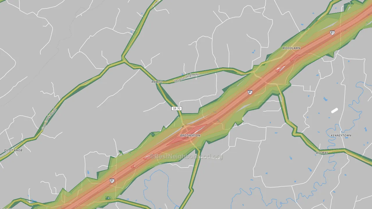 Romeo, TN Map of Noise Levels in Romeo