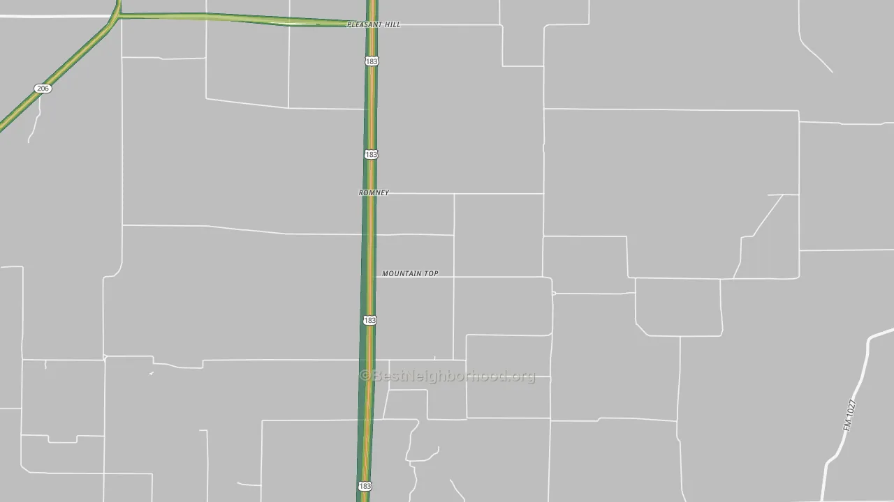 Romney, TX Map of Noise Levels in Romney