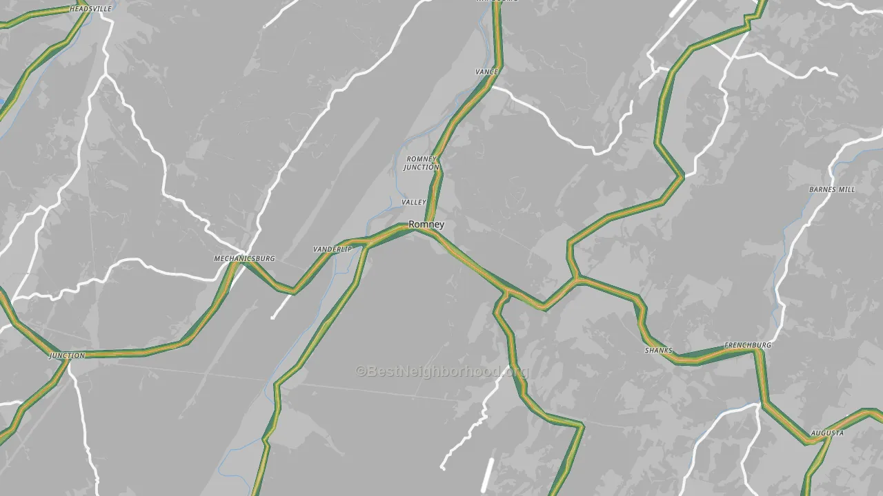 Romney, WV Map of Noise Levels in Romney