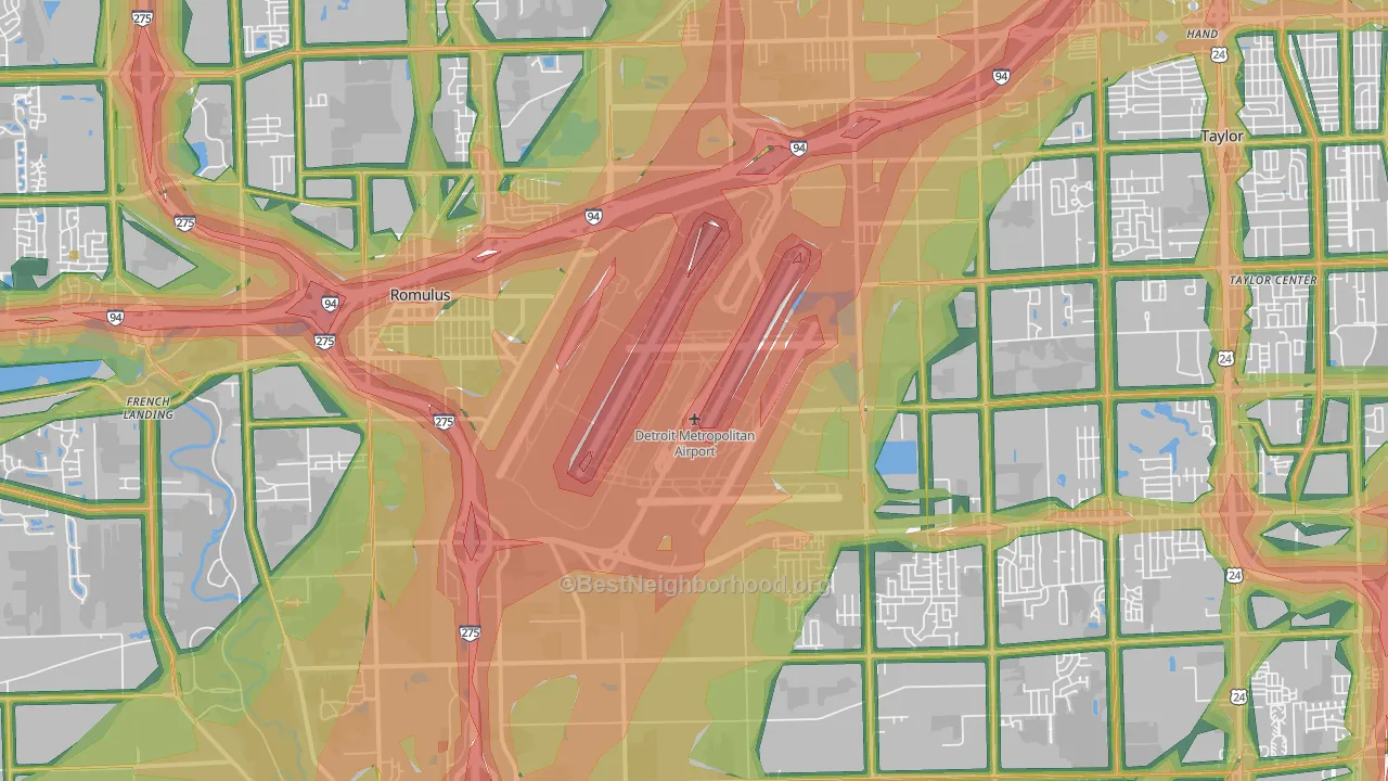 Romulus, MI Map of Noise Levels in Romulus