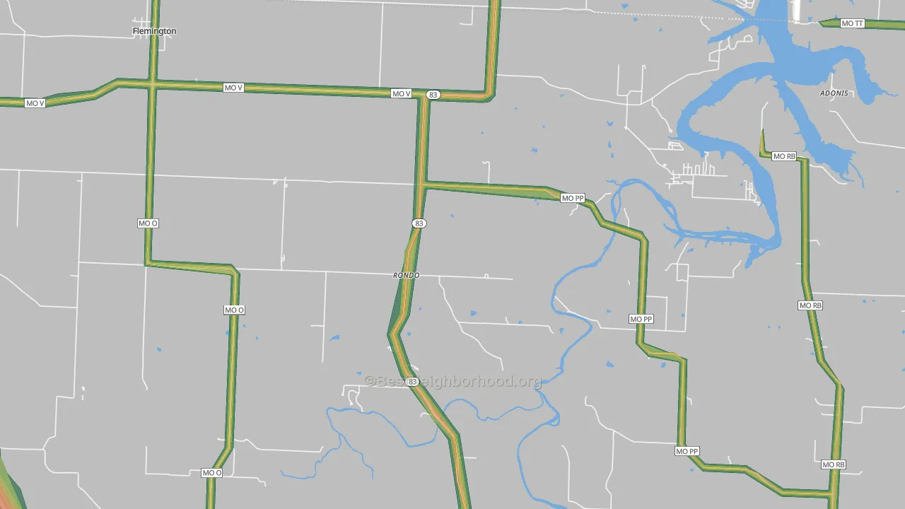 Rondo, MO Map of Noise Levels in Rondo