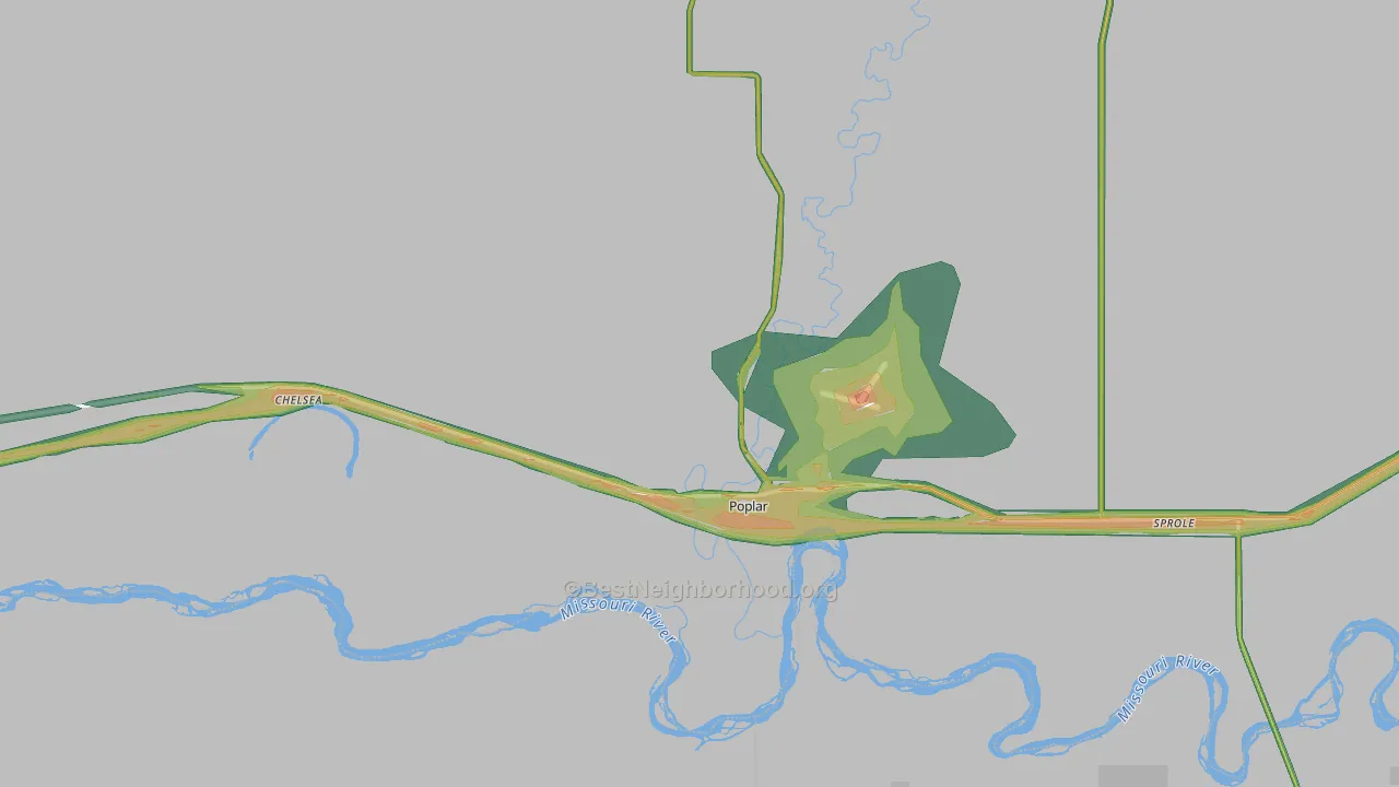 Roosevelt County, MT Map of Noise Levels in Roosevelt County