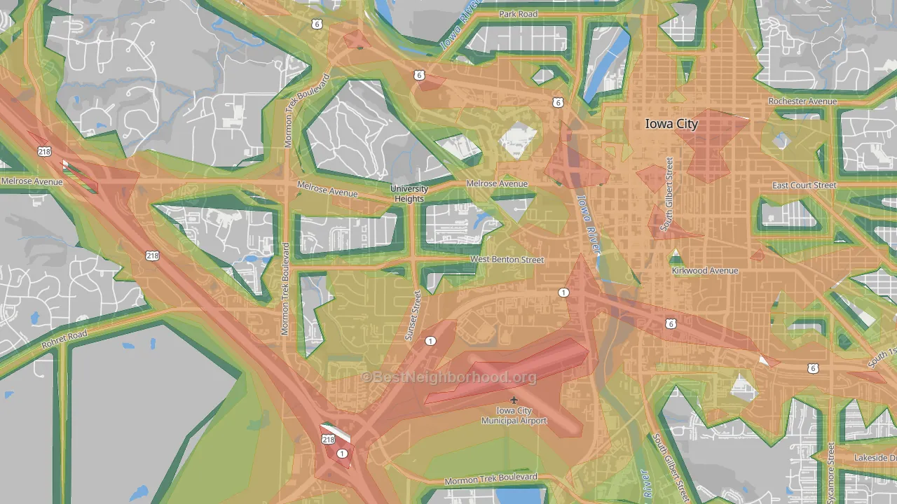 Roosevelt, Iowa City, IA Map of Noise Levels in Roosevelt