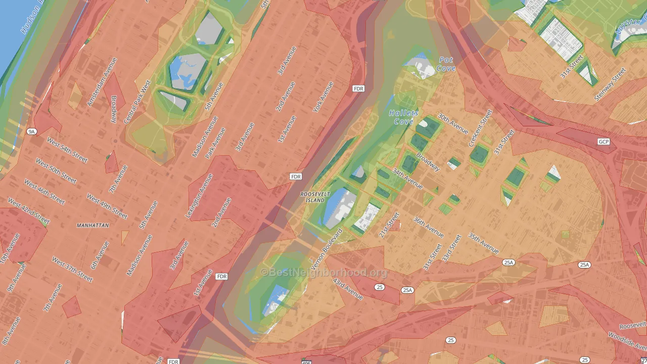 Roosevelt Island, Manhattan, NY Map of Noise Levels in Roosevelt Island