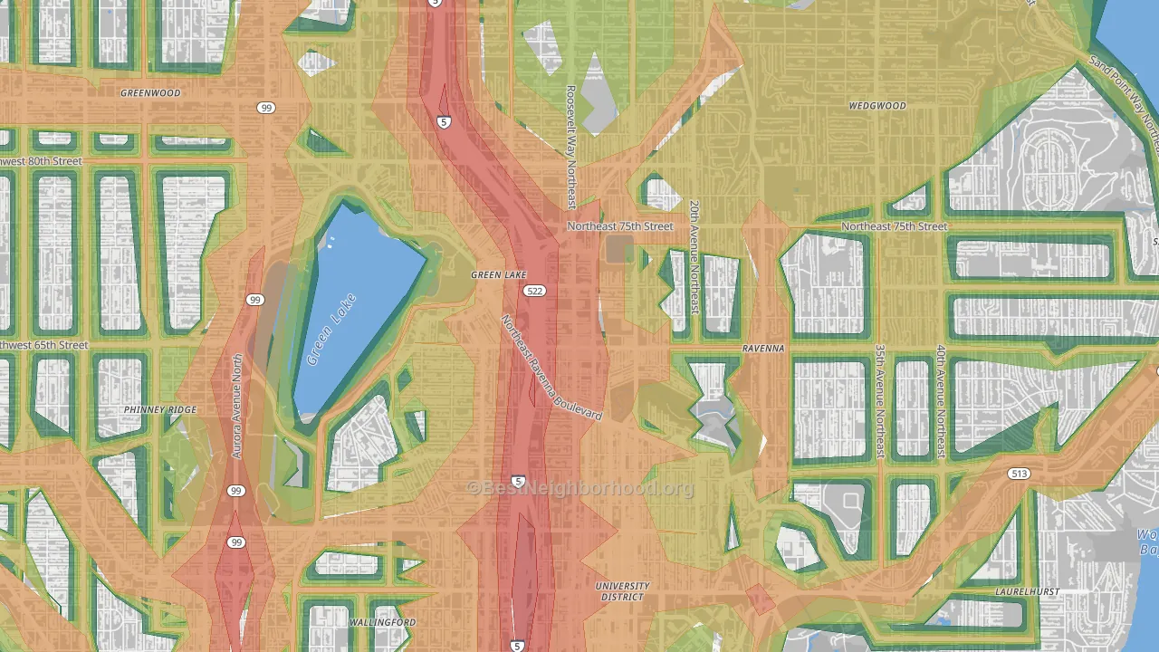 Roosevelt, Seattle, WA Map of Noise Levels in Roosevelt
