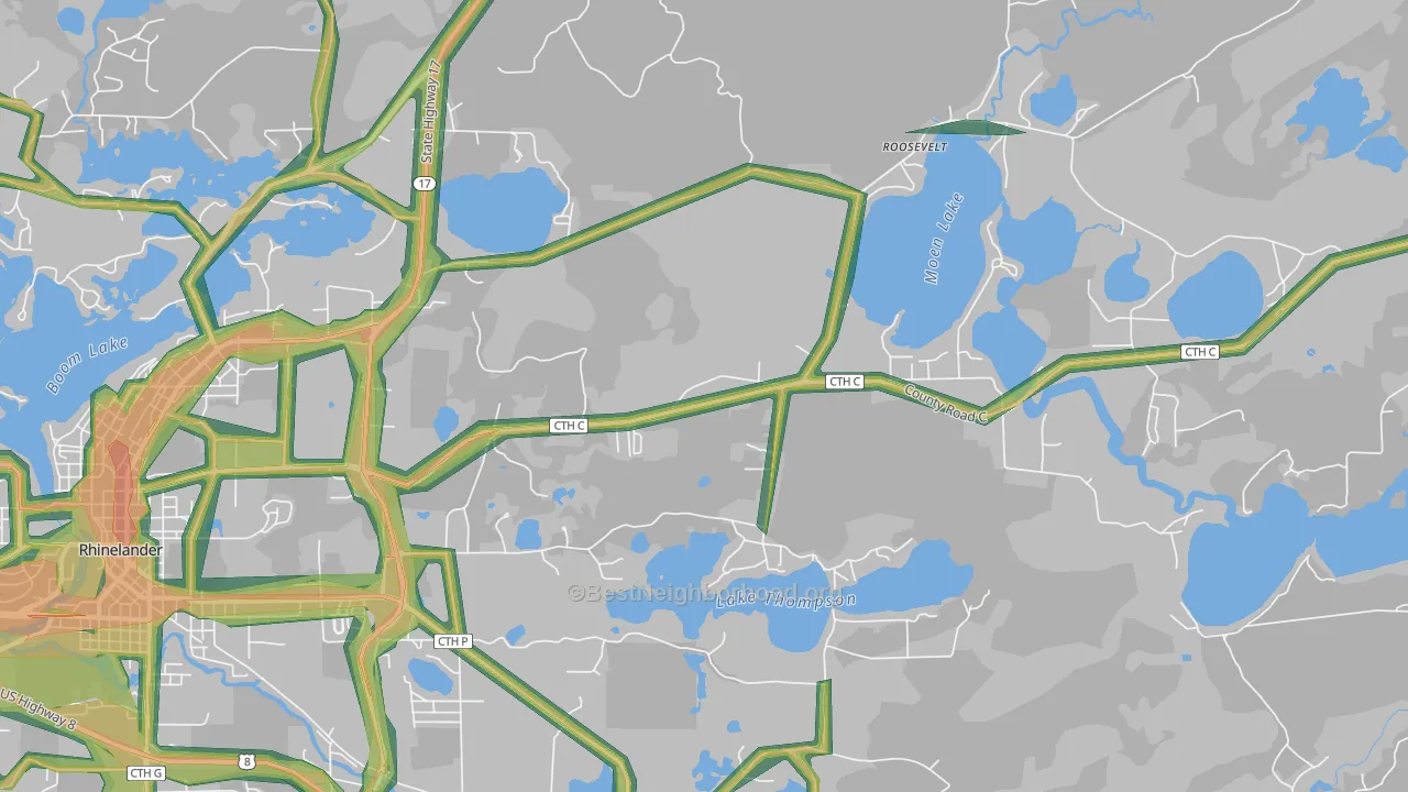 Roosevelt, WI Map of Noise Levels in Roosevelt