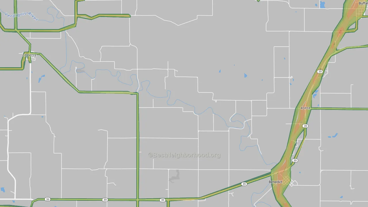 Roper, KS Map of Noise Levels in Roper