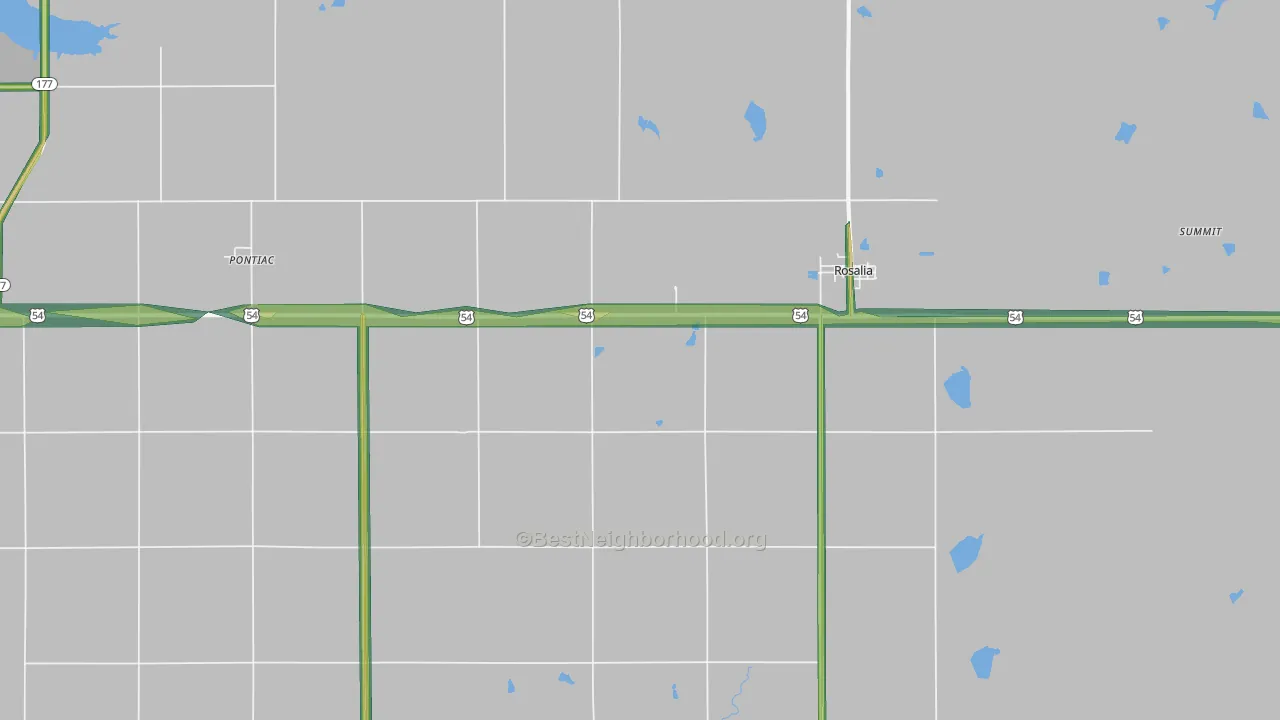 Rosalia, KS Map of Noise Levels in Rosalia