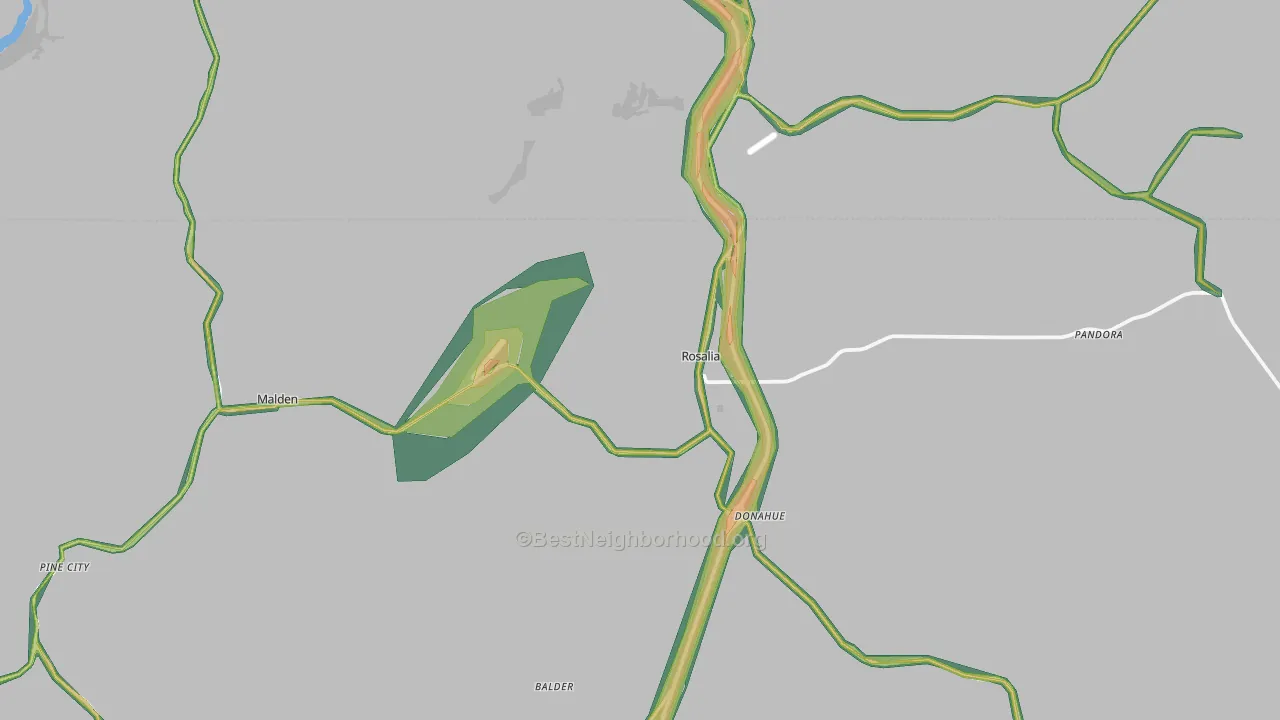 Rosalia, WA Map of Noise Levels in Rosalia
