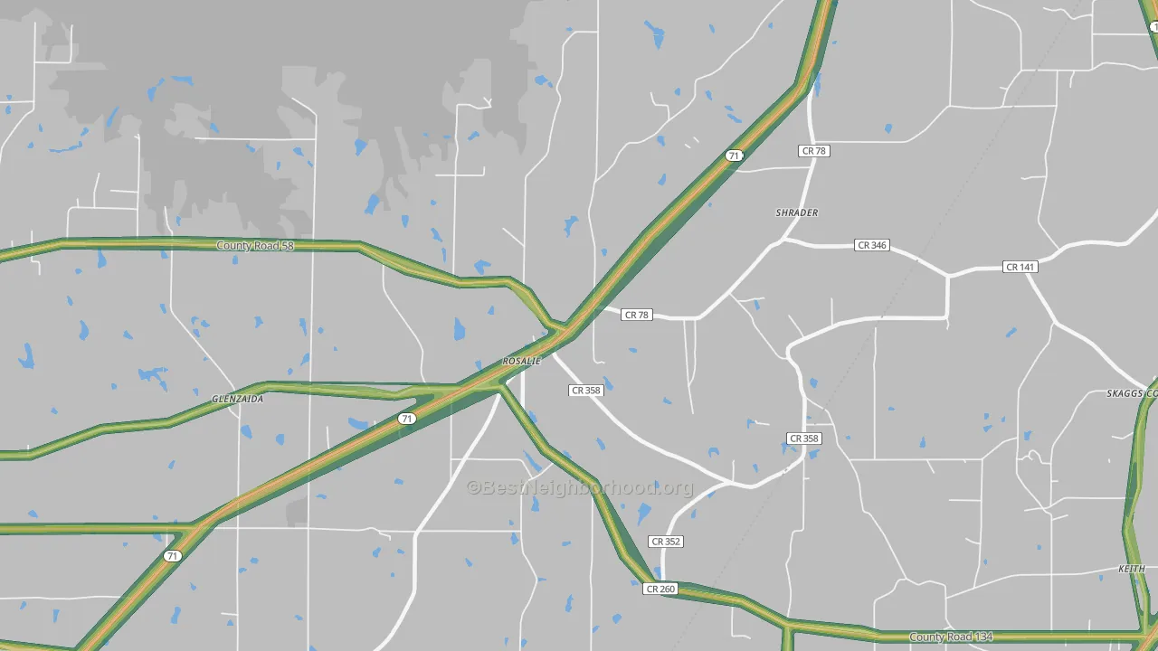 Rosalie, AL Map of Noise Levels in Rosalie