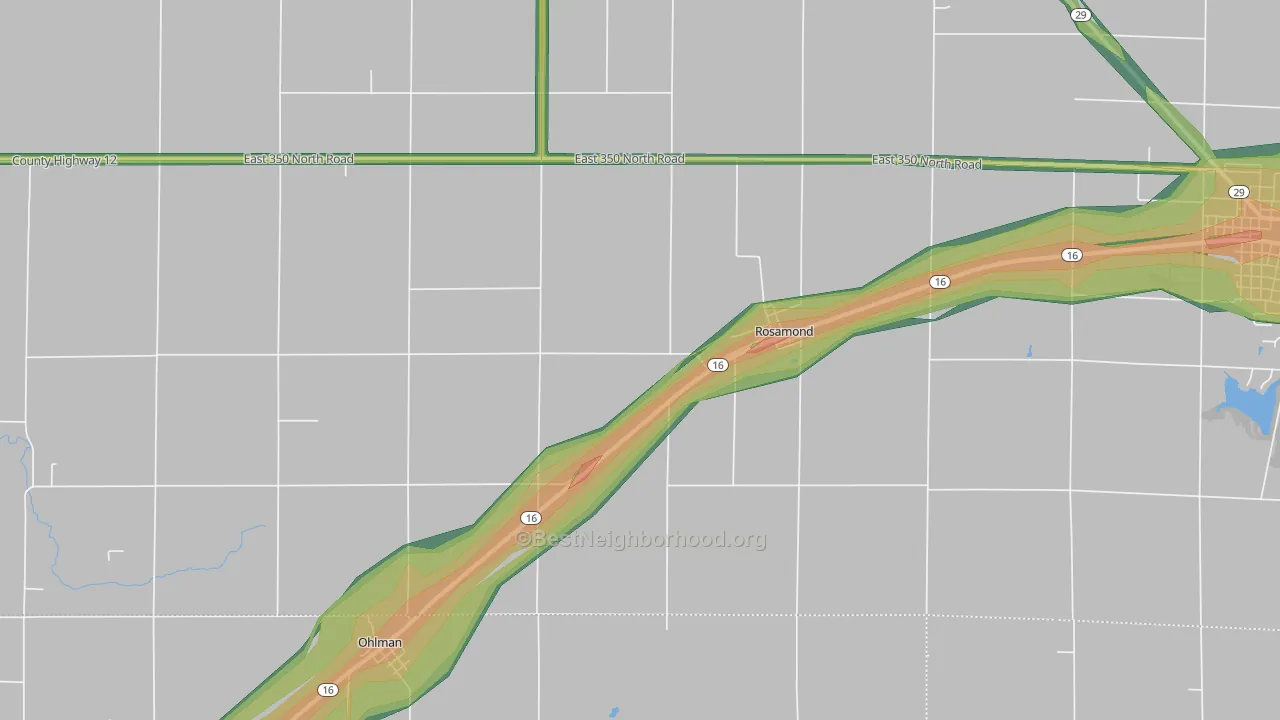 Rosamond, IL Map of Noise Levels in Rosamond