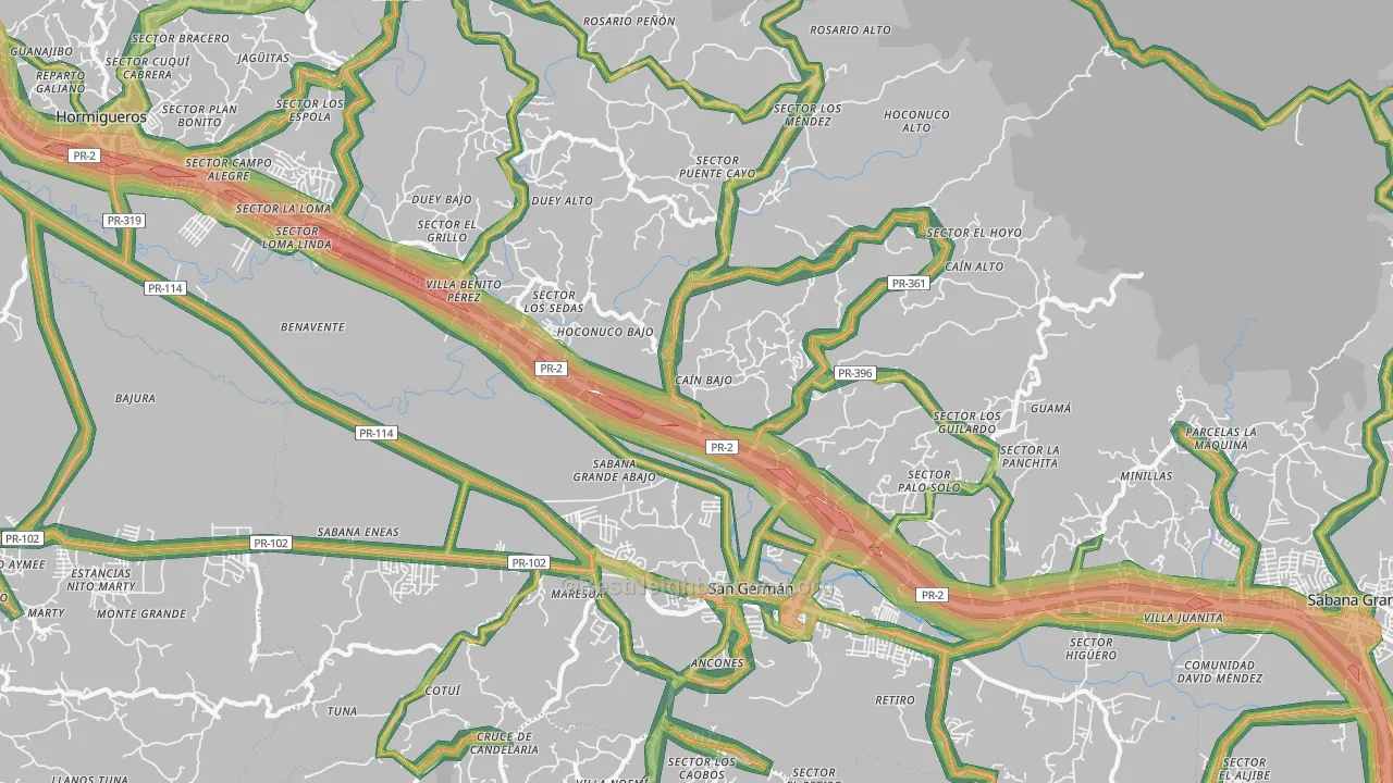 Rosario, PR Map of Noise Levels in Rosario