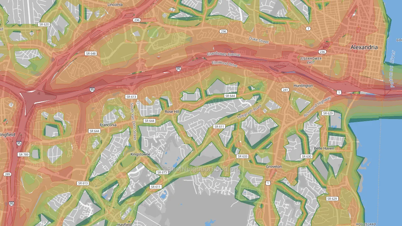 Rose Hill, Alexandria, VA Map of Noise Levels in Rose Hill