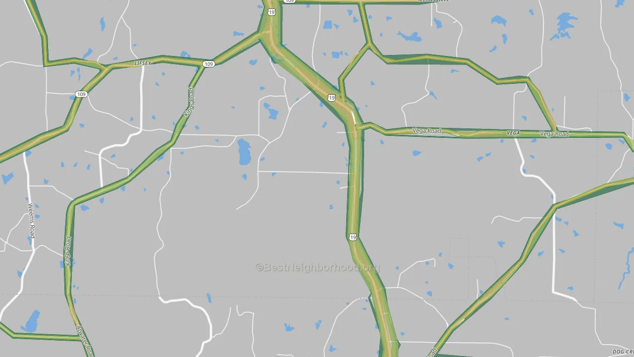 Rose Hill, GA Map of Noise Levels in Rose Hill
