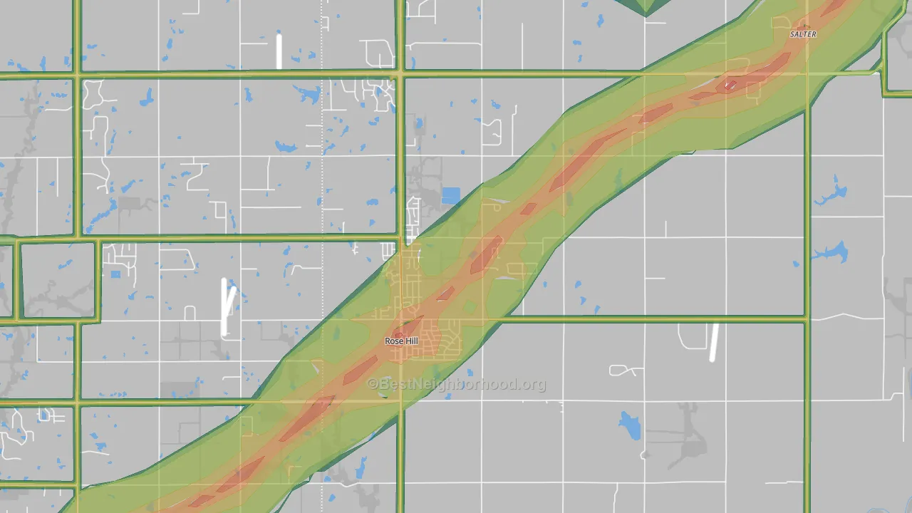 Rose Hill, KS Map of Noise Levels in Rose Hill
