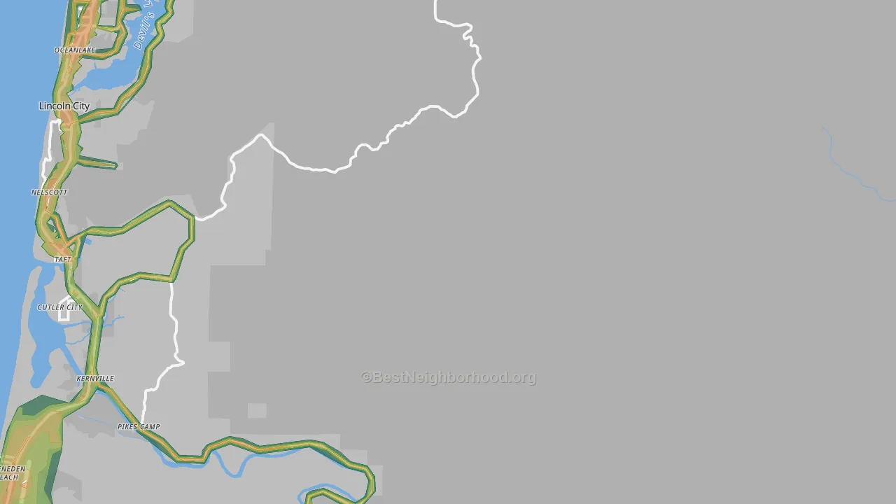 Rose Lodge, OR Map of Noise Levels in Rose Lodge