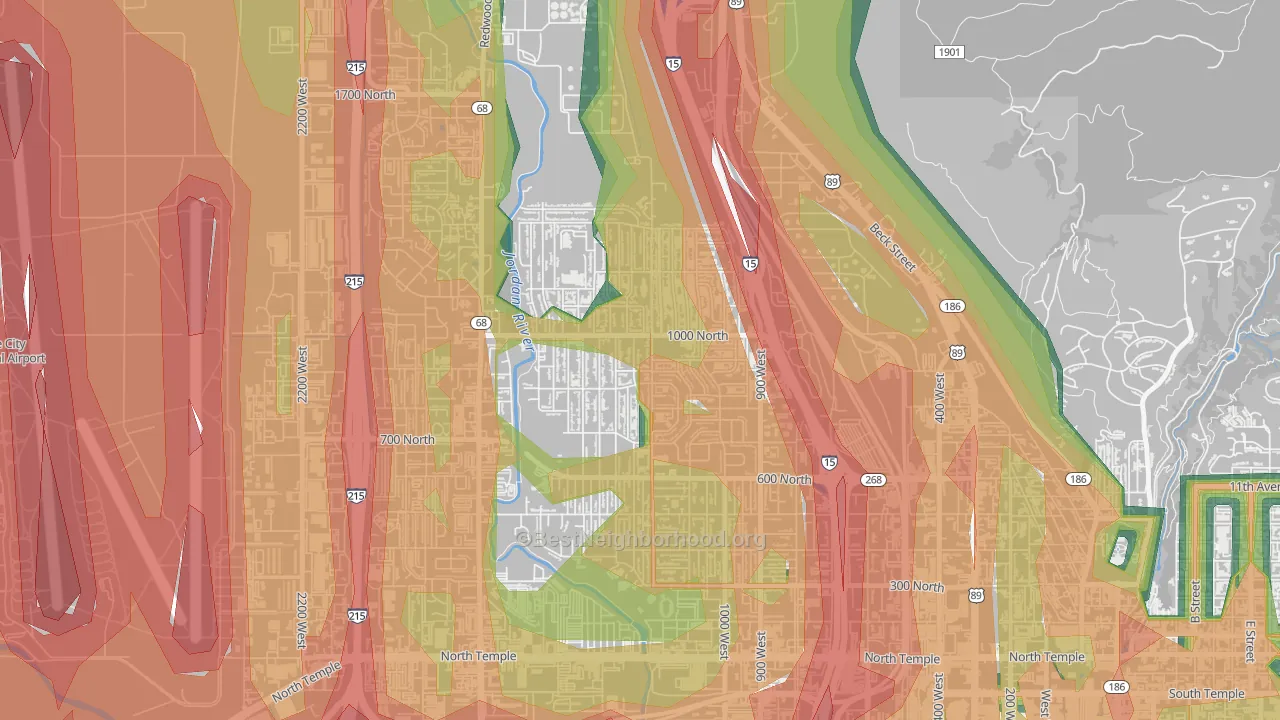 Rose Park, Salt Lake City, UT Map of Noise Levels in Rose Park