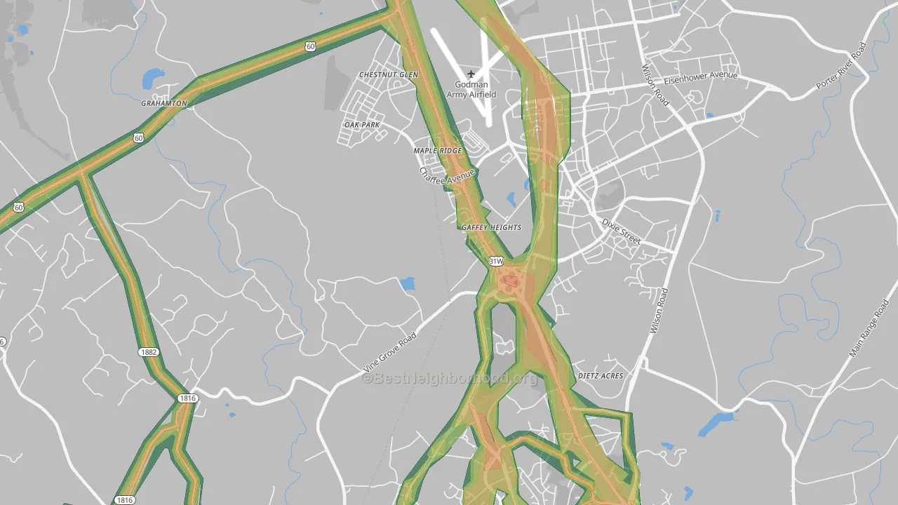 Rose Terrace, KY Map of Noise Levels in Rose Terrace